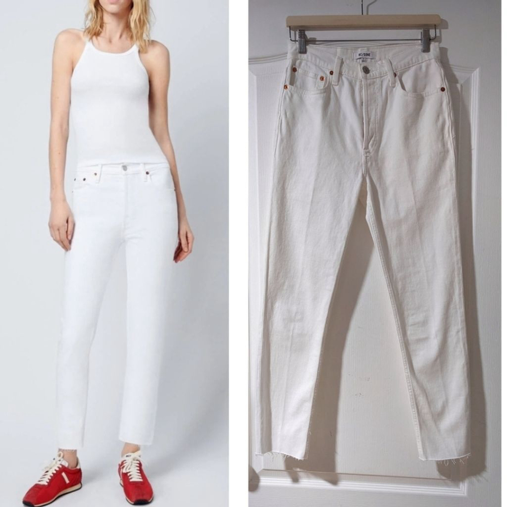 NWT Re/Done | Orginals 90s High Rise Ankle Fray Crop in Vintage White
